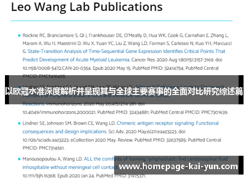 以欧冠水准深度解析并呈现其与全球主要赛事的全面对比研究综述篇
